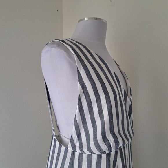 Lumiere Women Sundress Backless Stripes Gray/White Size L - Picture 6 of 9